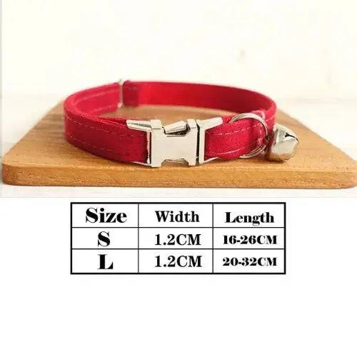 Red Cat Small Dog Collar with Bell Personalized Engraving ID Tag Nameplate Kitten Collars Necklace Small Dogs Puppy Bulldog Chihuahua Yorshire