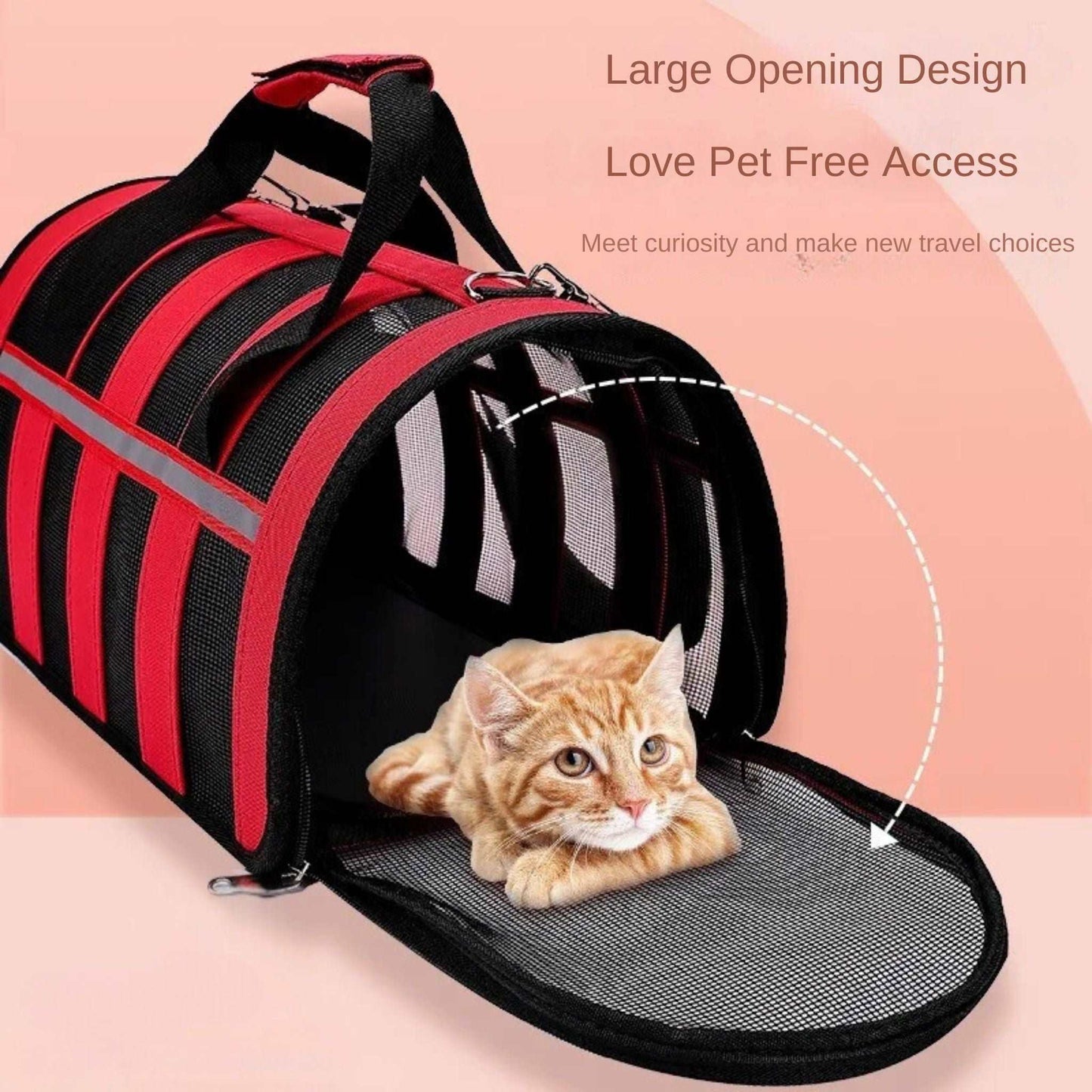 Red Pet Carrying Bag Large Capacity Portable Breathable Shoulder Bag For Outdoor Use Suitable For All Seasons