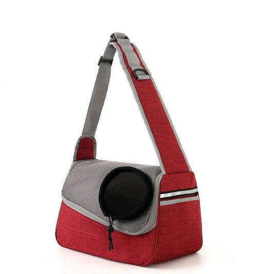 Red Portable Bag Pet Crossbody Bag Dog Cat One Shoulder Carrier Breathable Mesh Puppy Kitten Handbag