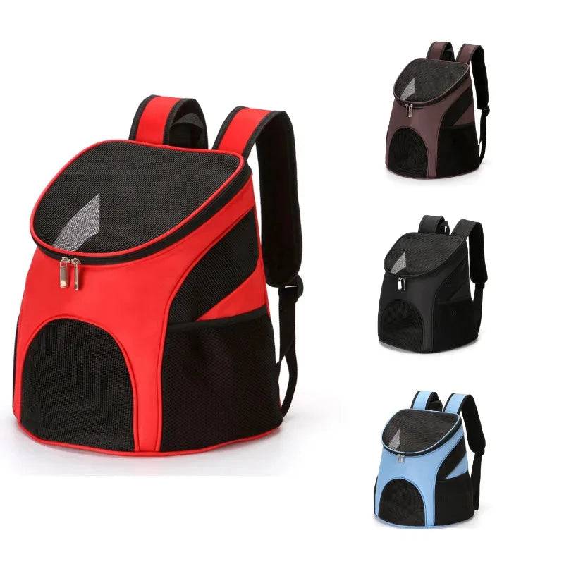 Red Portable Foldable Mesh Pet Carrier Dog Backpack Breathable Bag Cat Large Capacity Outdoor Travel Carrier Double Shoulder Bag