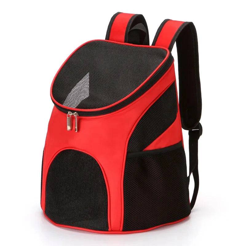 Red Portable Foldable Mesh Pet Carrier Dog Backpack Breathable Bag Cat Large Capacity Outdoor Travel Carrier Double Shoulder Bag