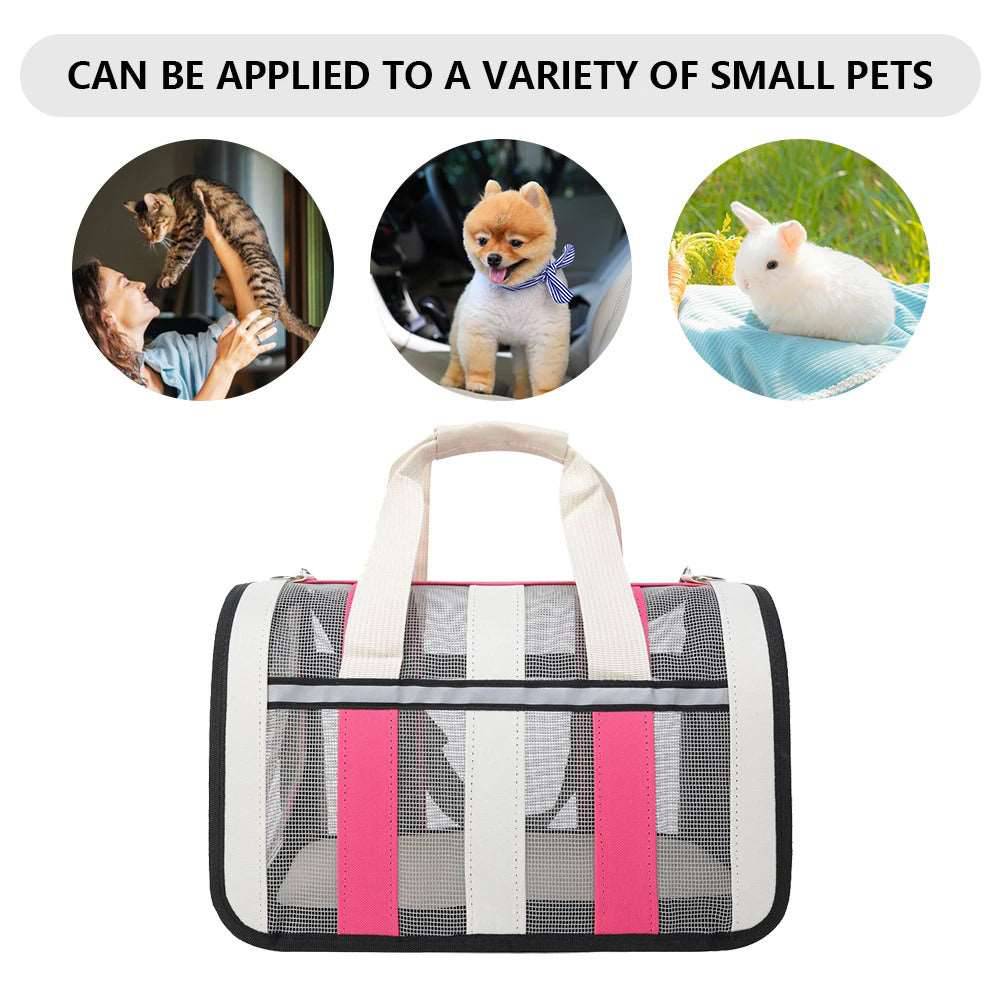 Rose Red Pet Carrying Bag Large Capacity Portable Breathable Shoulder Bag For Outdoor Use Suitable For All Seasons