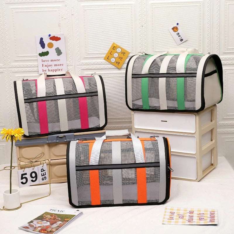 Rose Red Pet Carrying Bag Large Capacity Portable Breathable Shoulder Bag For Outdoor Use Suitable For All Seasons