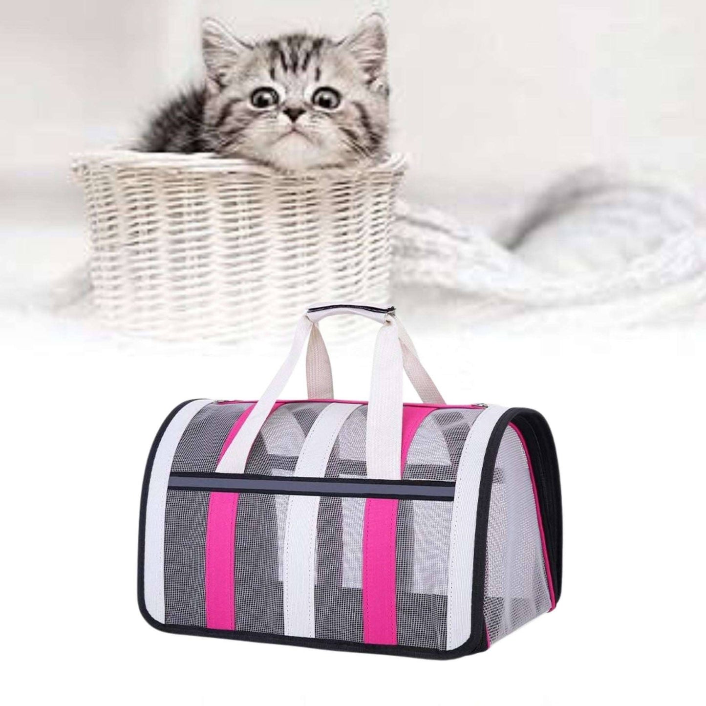 Rose Red Pet Carrying Bag Large Capacity Portable Breathable Shoulder Bag For Outdoor Use Suitable For All Seasons