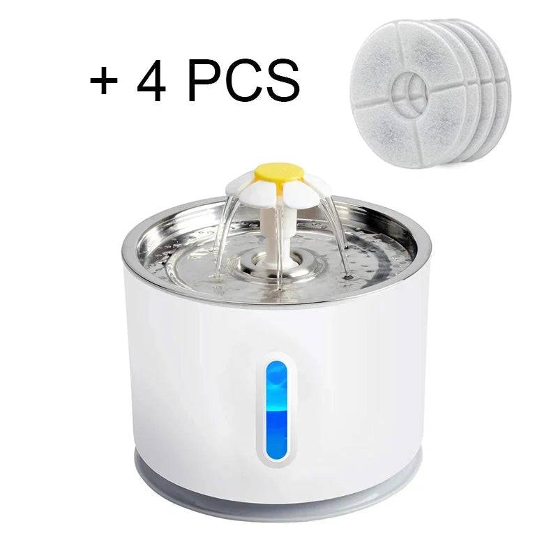 Steel Cat Water Fountain Dog Drink Bowl Active Carbon Filter Automatic Pet Drinking Electric Dispenser Bowls USB Powered