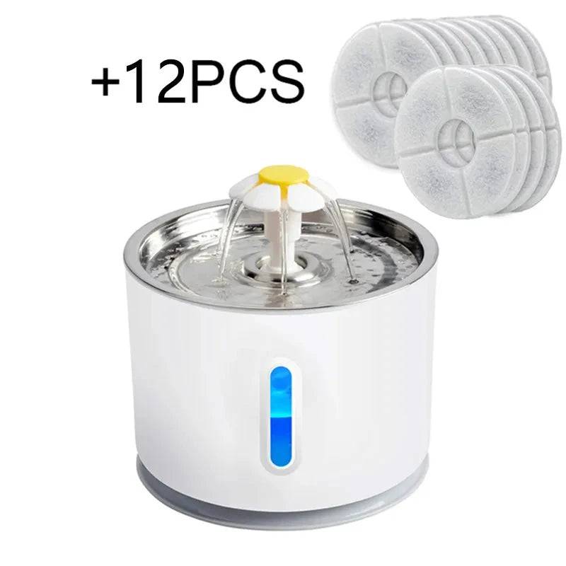 Steel Cat Water Fountain Dog Drink Bowl Active Carbon Filter Automatic Pet Drinking Electric Dispenser Bowls USB Powered