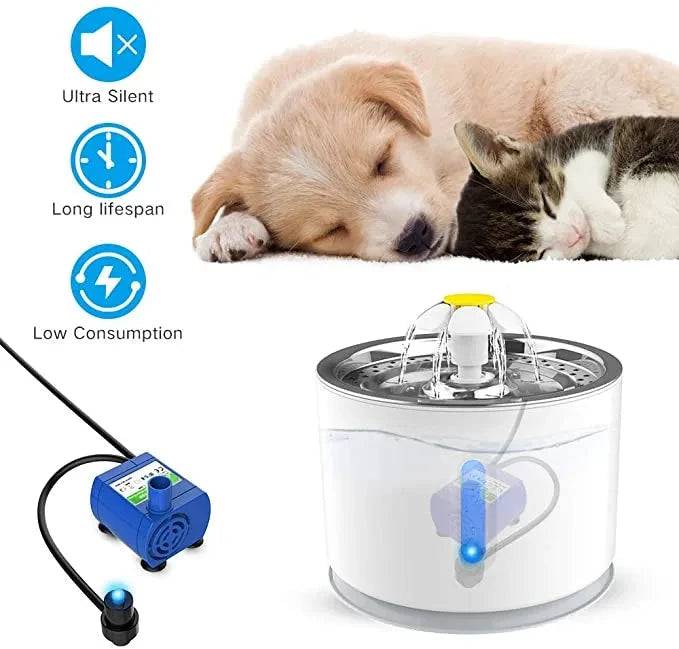 Steel Cat Water Fountain Dog Drink Bowl Active Carbon Filter Automatic Pet Drinking Electric Dispenser Bowls USB Powered