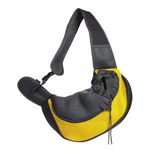 Yellow Carrier Outdoor Travel Dog Puppy Cat Kitten Shoulder Bag Mesh Oxford Single Comfort Sling Handbag Tote Pouch