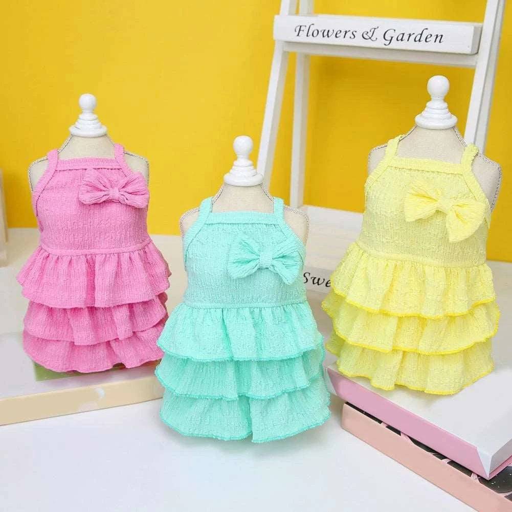 Yellow Pet Clothes Summer Thin Style Dog Dress Skirt Small Clothing Puppy Dress Doggy Costume
