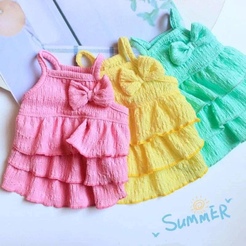 Yellow Pet Clothes Summer Thin Style Dog Dress Skirt Small Clothing Puppy Dress Doggy Costume