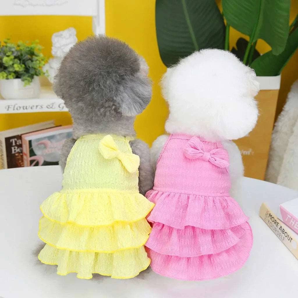 Yellow Pet Clothes Summer Thin Style Dog Dress Skirt Small Clothing Puppy Dress Doggy Costume